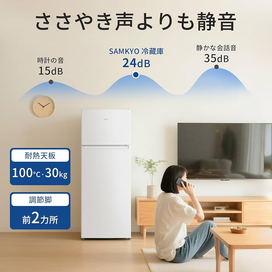 SAMKYO コンパクト冷蔵庫 ホワイト SAMKYO 冷蔵庫 95L 小型 2ドア 耐熱天板 コンパクト 左右開き